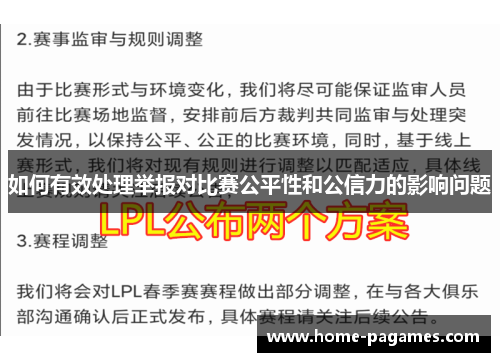 如何有效处理举报对比赛公平性和公信力的影响问题